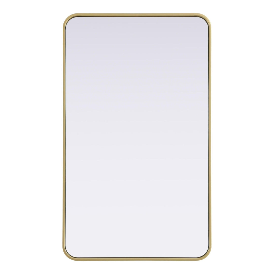 Rounded Corner Rectangle Mirror in Brass by Elegant