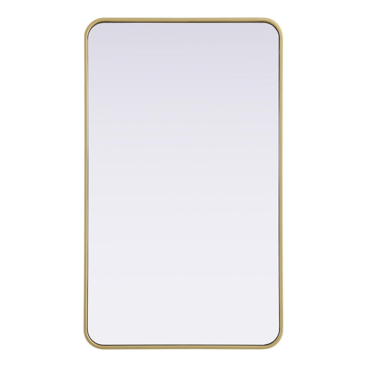 Rounded Corner Rectangle Mirror in Brass by Elegant