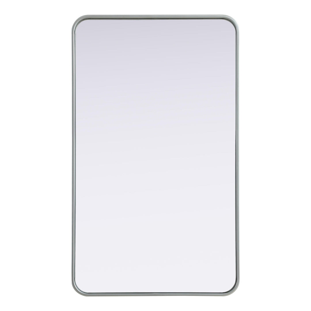 Rounded Corner Rectangle Mirror in Silver by Elegant