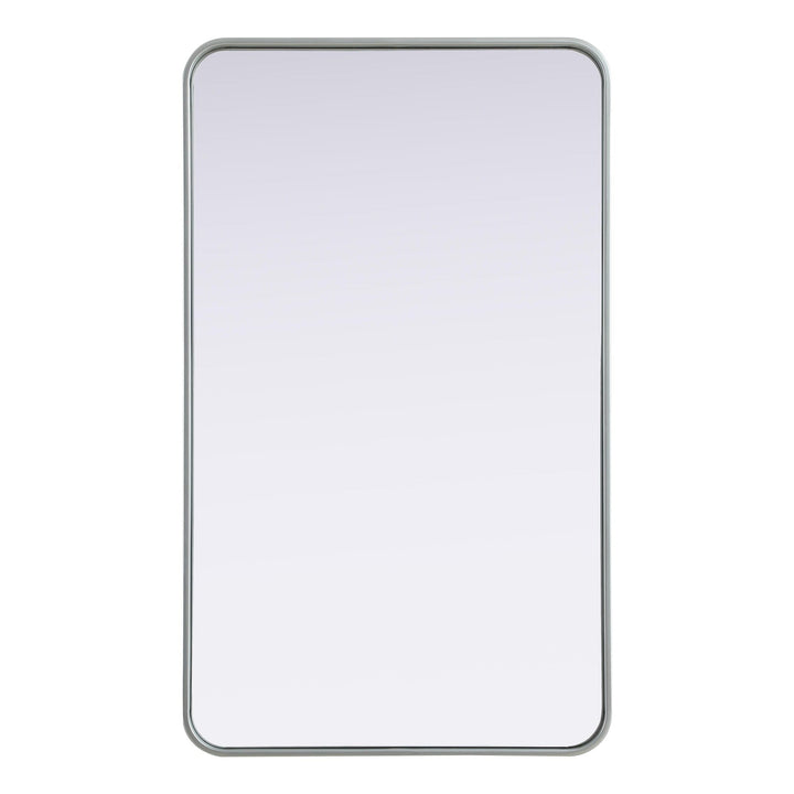 Rounded Corner Rectangle Mirror in Silver by Elegant