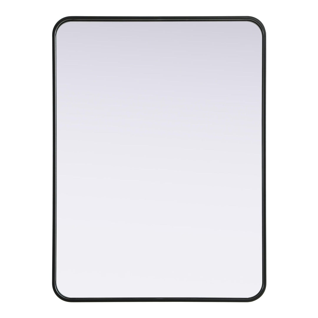 Rounded Corner Rectangle Mirror in Black by Elegant