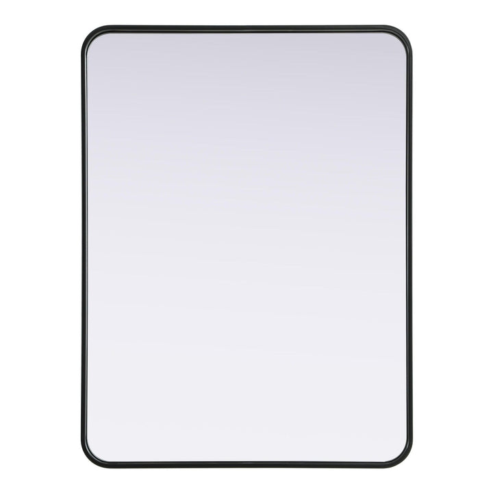 Rounded Corner Rectangle Mirror in Black by Elegant