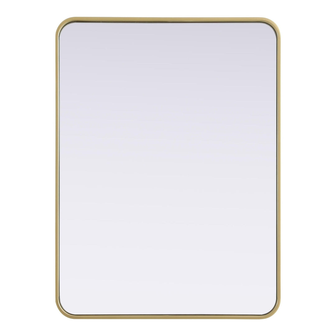 Rounded Corner Rectangle Mirror in Brass by Elegant