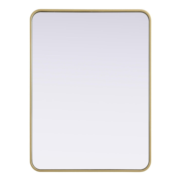 Rounded Corner Rectangle Mirror in Brass by Elegant