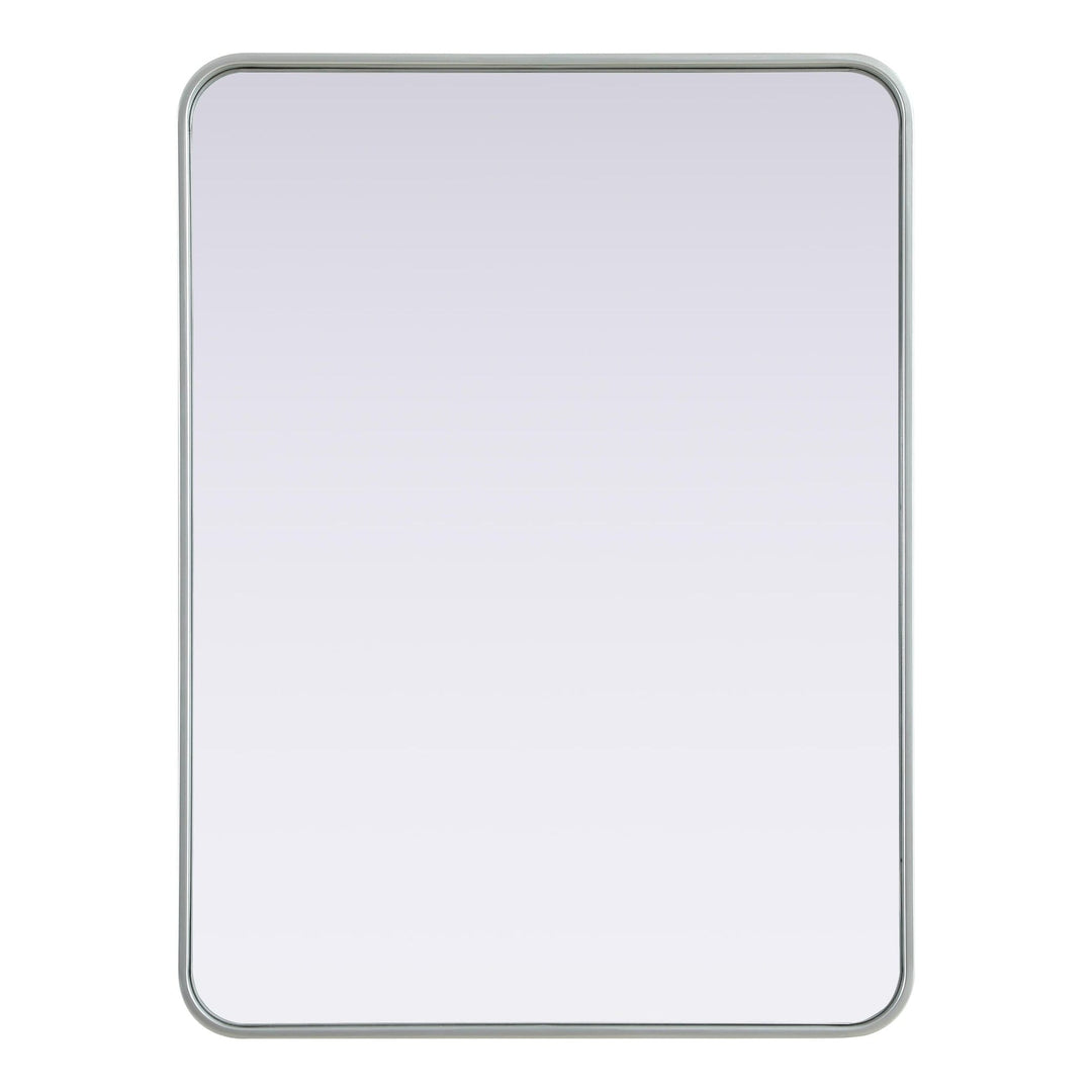 Rounded Corner Rectangle Mirror in Silver by Elegant