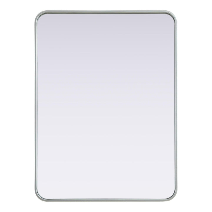 Rounded Corner Rectangle Mirror in Silver by Elegant