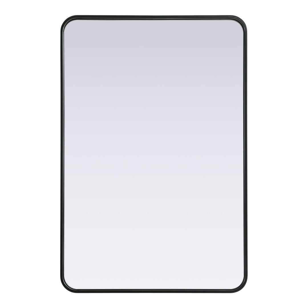 Rounded Corner Rectangle Mirror in Black by Elegant