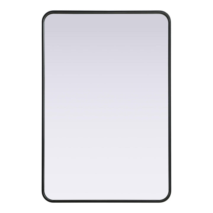 Rounded Corner Rectangle Mirror in Black by Elegant
