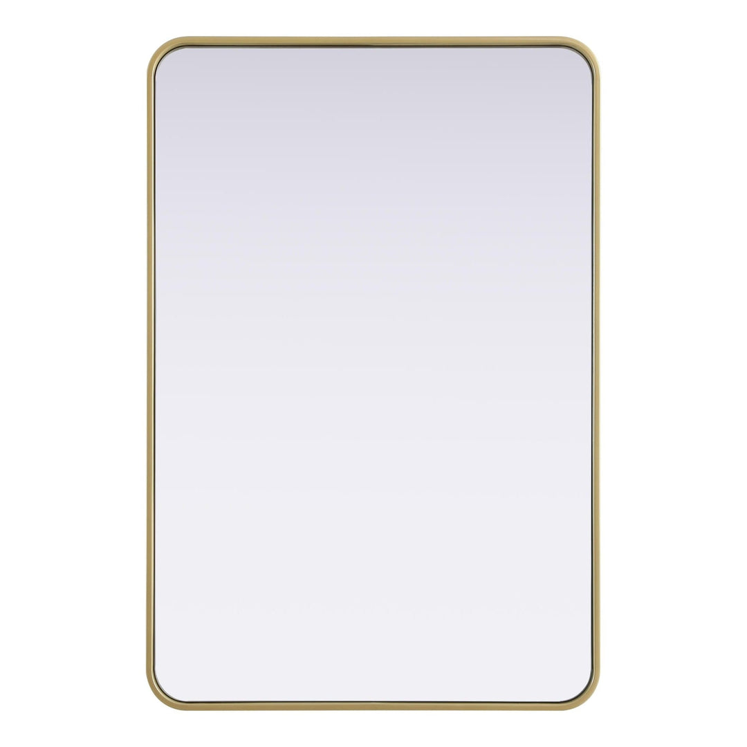 Rounded Corner Rectangle Mirror in Brass by Elegant