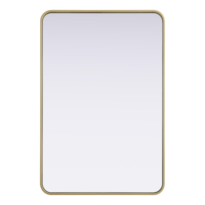 Rounded Corner Rectangle Mirror in Brass by Elegant