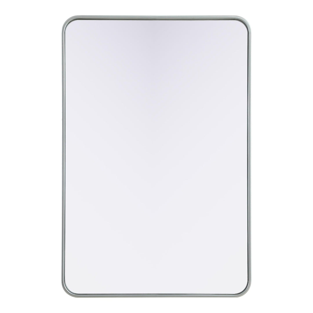 Rounded Corner Rectangle Mirror in Silver by Elegant