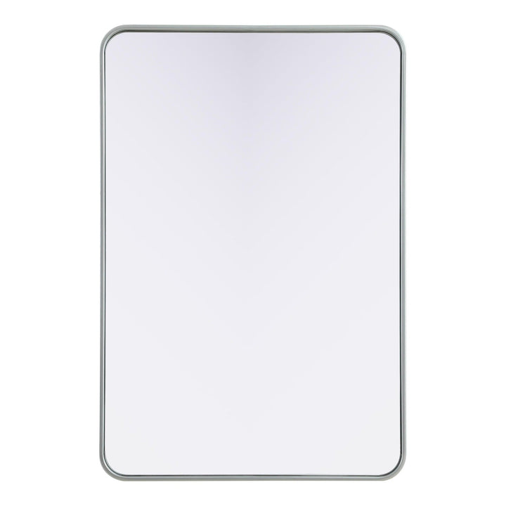 Rounded Corner Rectangle Mirror in Silver by Elegant