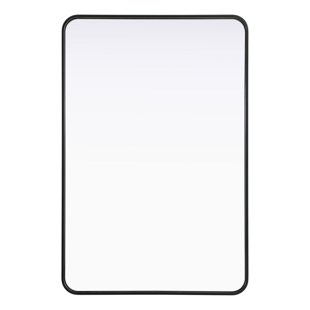 Rounded Corner Rectangle Mirror in Black by Elegant