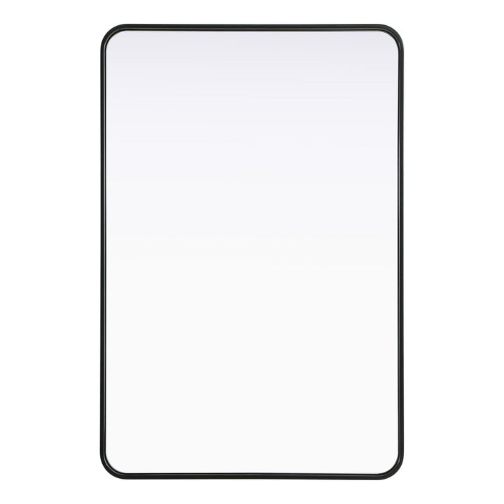 Rounded Corner Rectangle Mirror in Black by Elegant
