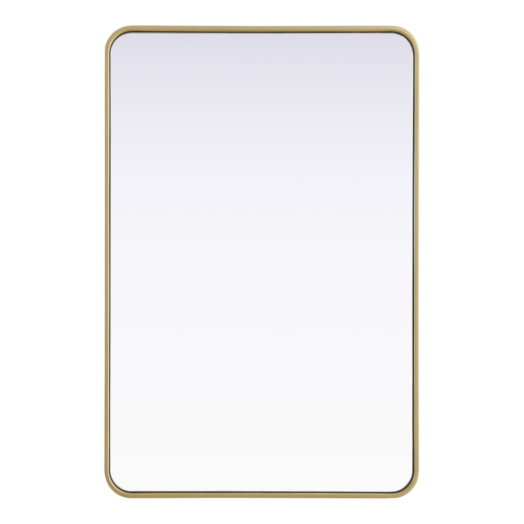 Rounded Corner Rectangle Mirror in Brass by Elegant