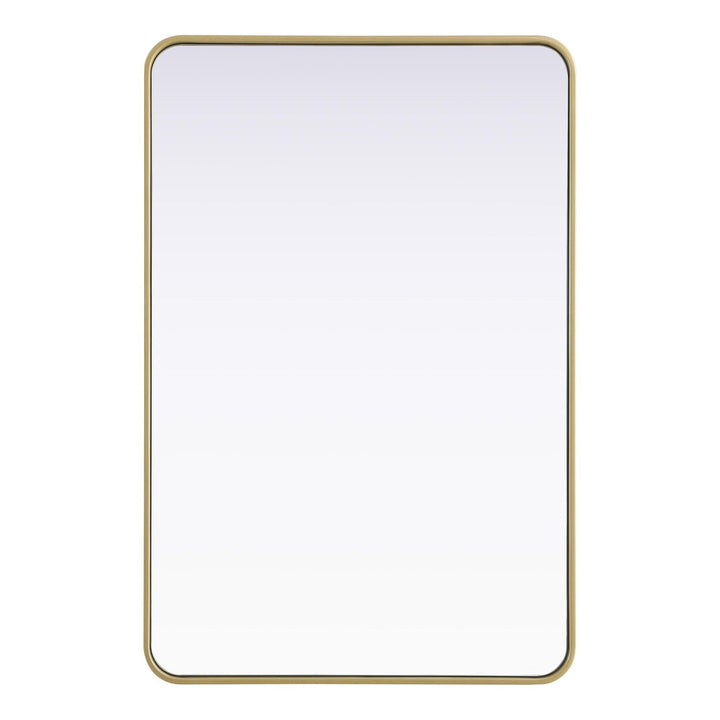 Rounded Corner Rectangle Mirror in Brass by Elegant