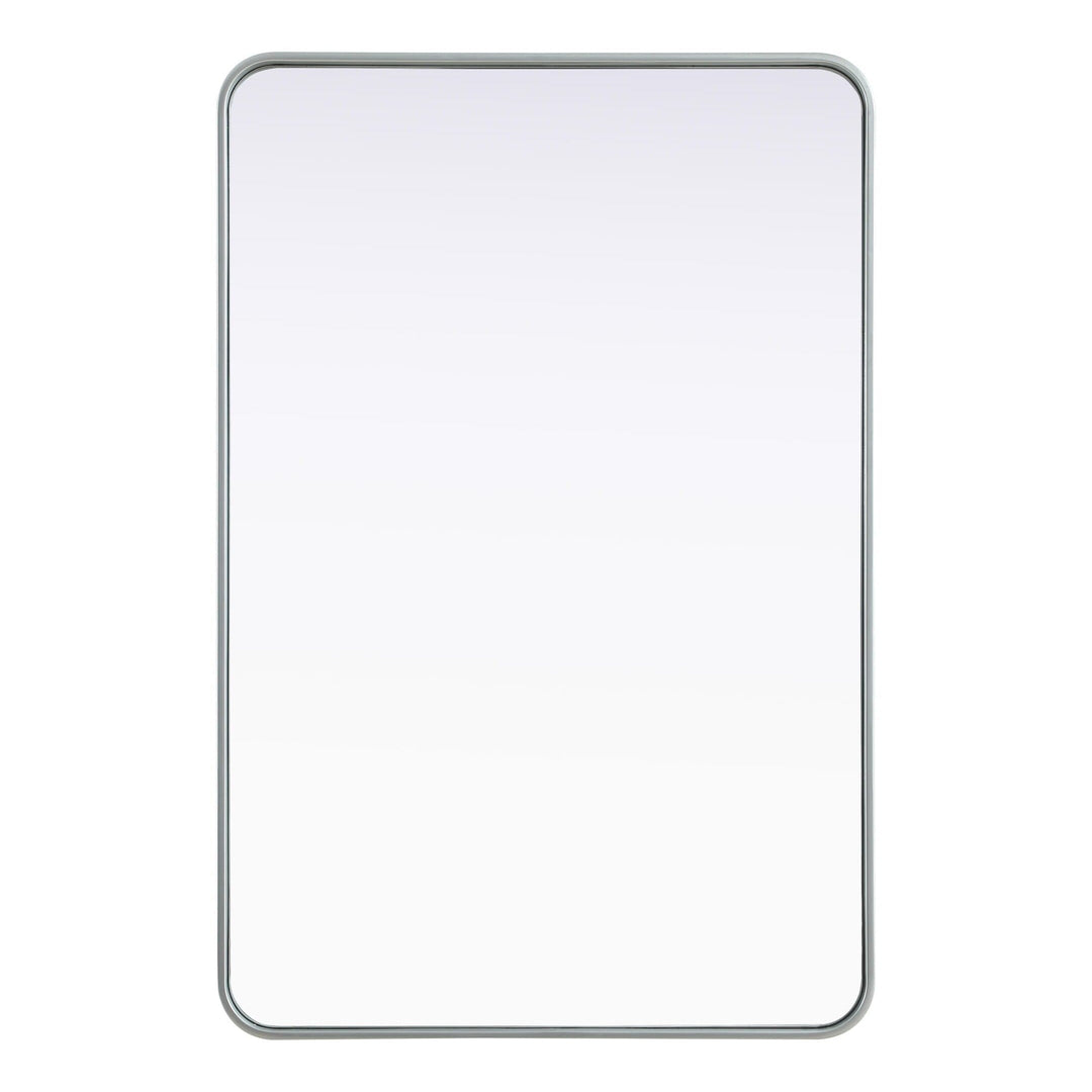 Rounded Corner Rectangle Mirror in Silver by Elegant