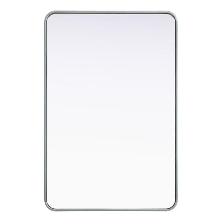 Rounded Corner Rectangle Mirror in Silver by Elegant