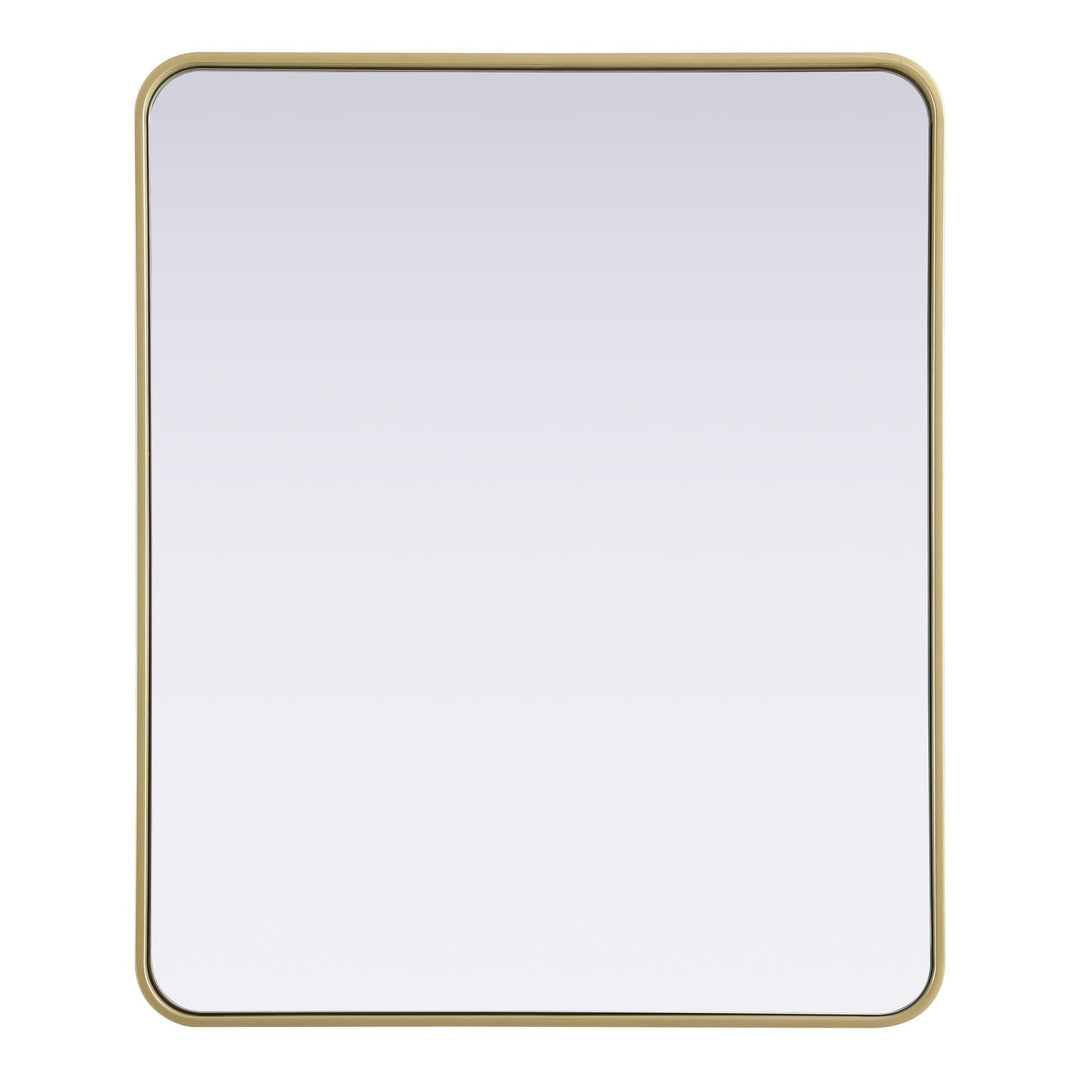 Rounded Corner Rectangle Mirror in Brass by Elegant