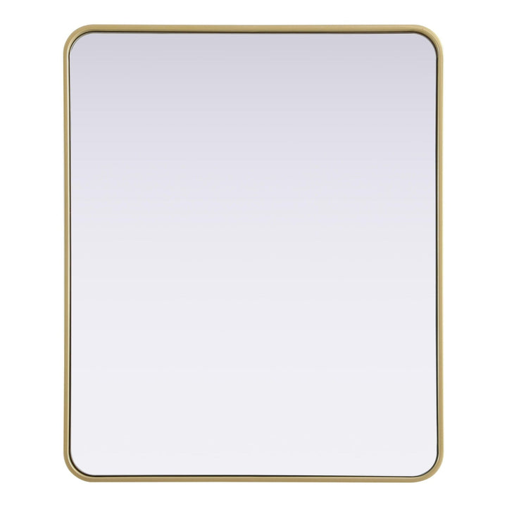 Rounded Corner Rectangle Mirror in Brass by Elegant