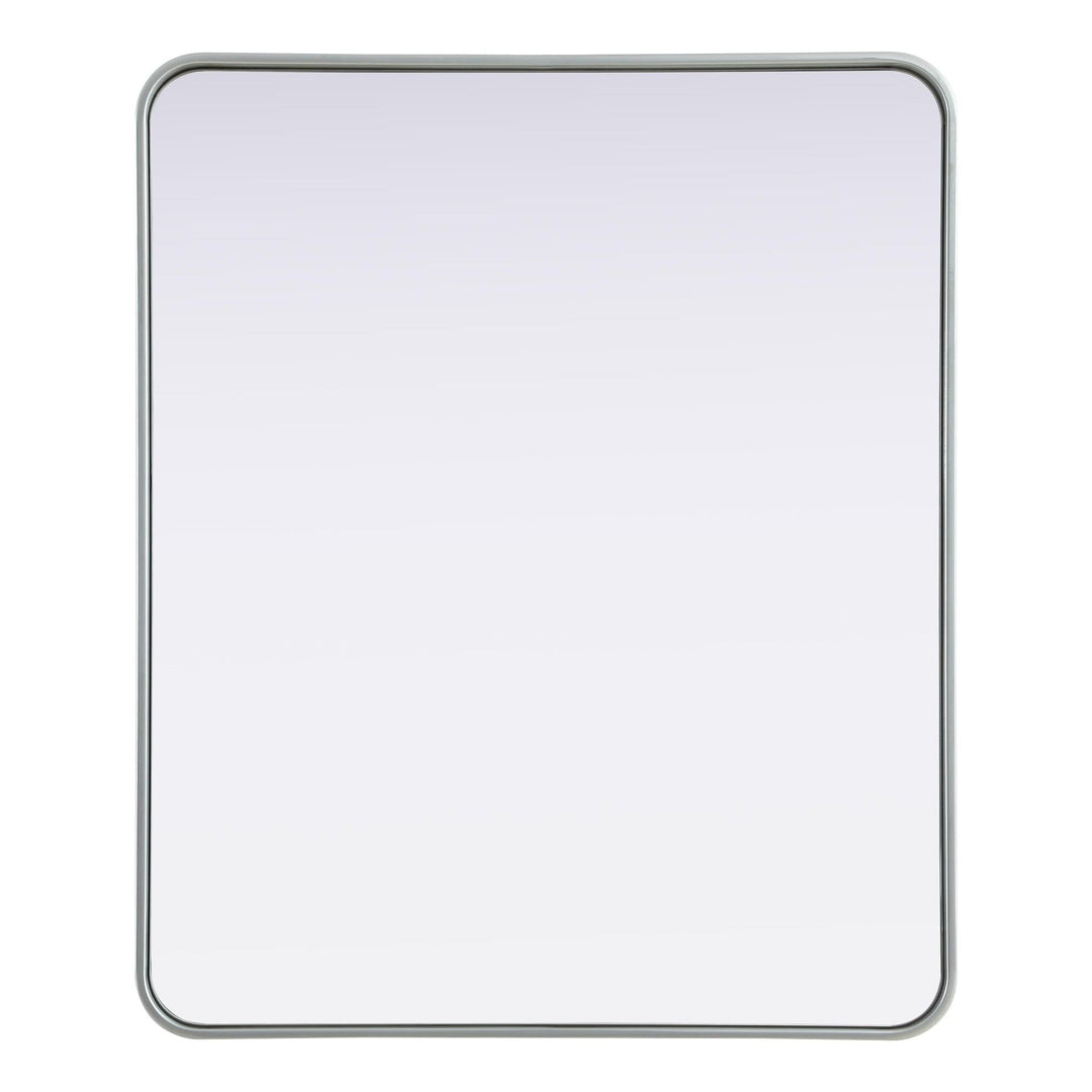 Rounded Corner Rectangle Mirror in Silver by Elegant