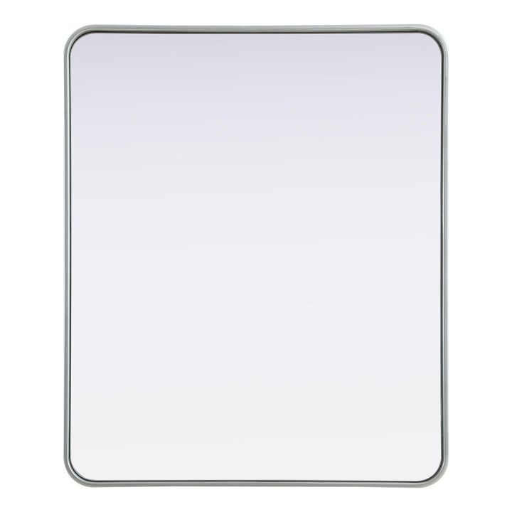 Rounded Corner Rectangle Mirror in Silver by Elegant