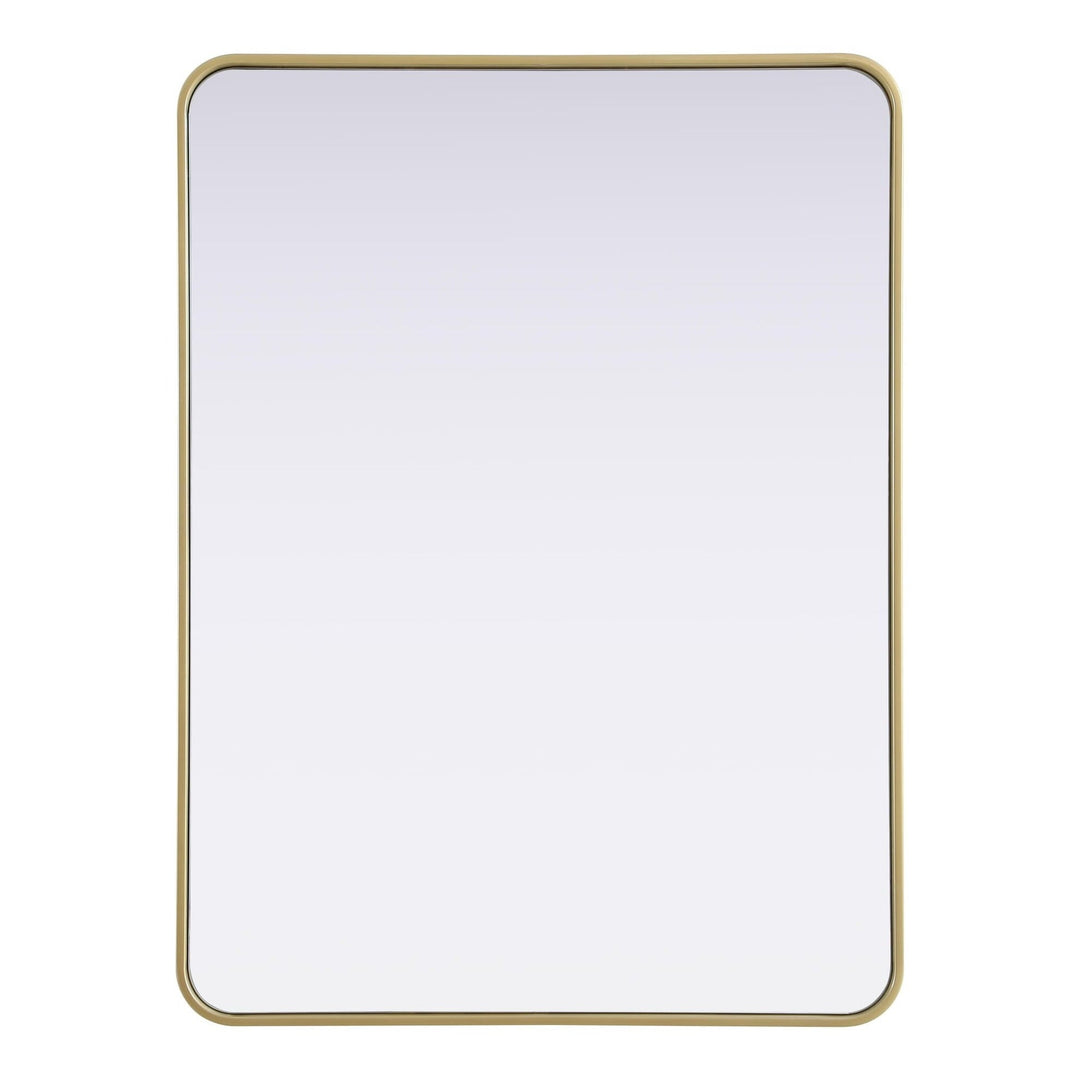 Rounded Corner Rectangle Mirror in Brass by Elegant