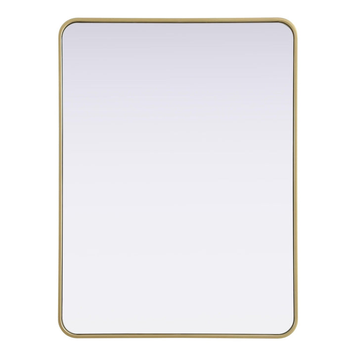 Rounded Corner Rectangle Mirror in Brass by Elegant