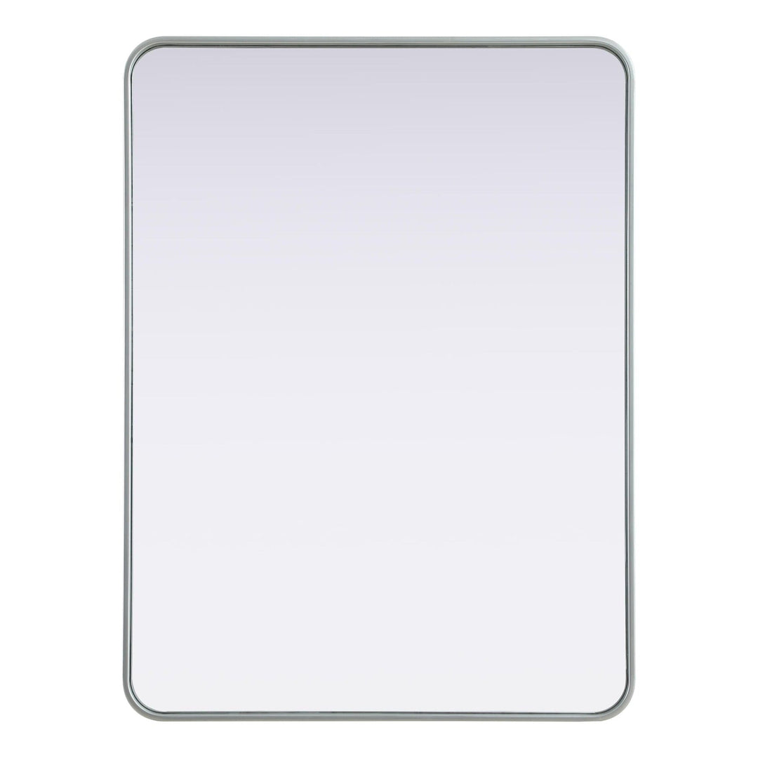 Rounded Corner Rectangle Mirror in Silver by Elegant