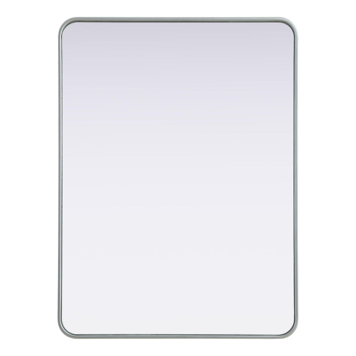 Rounded Corner Rectangle Mirror in Silver by Elegant