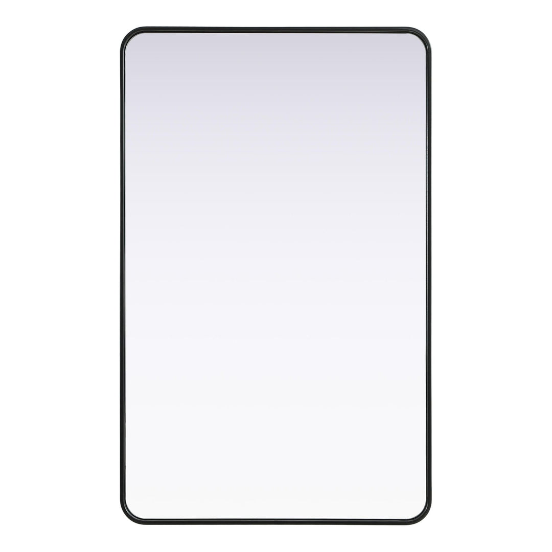 Rounded Corner Rectangle Mirror in Black by Elegant