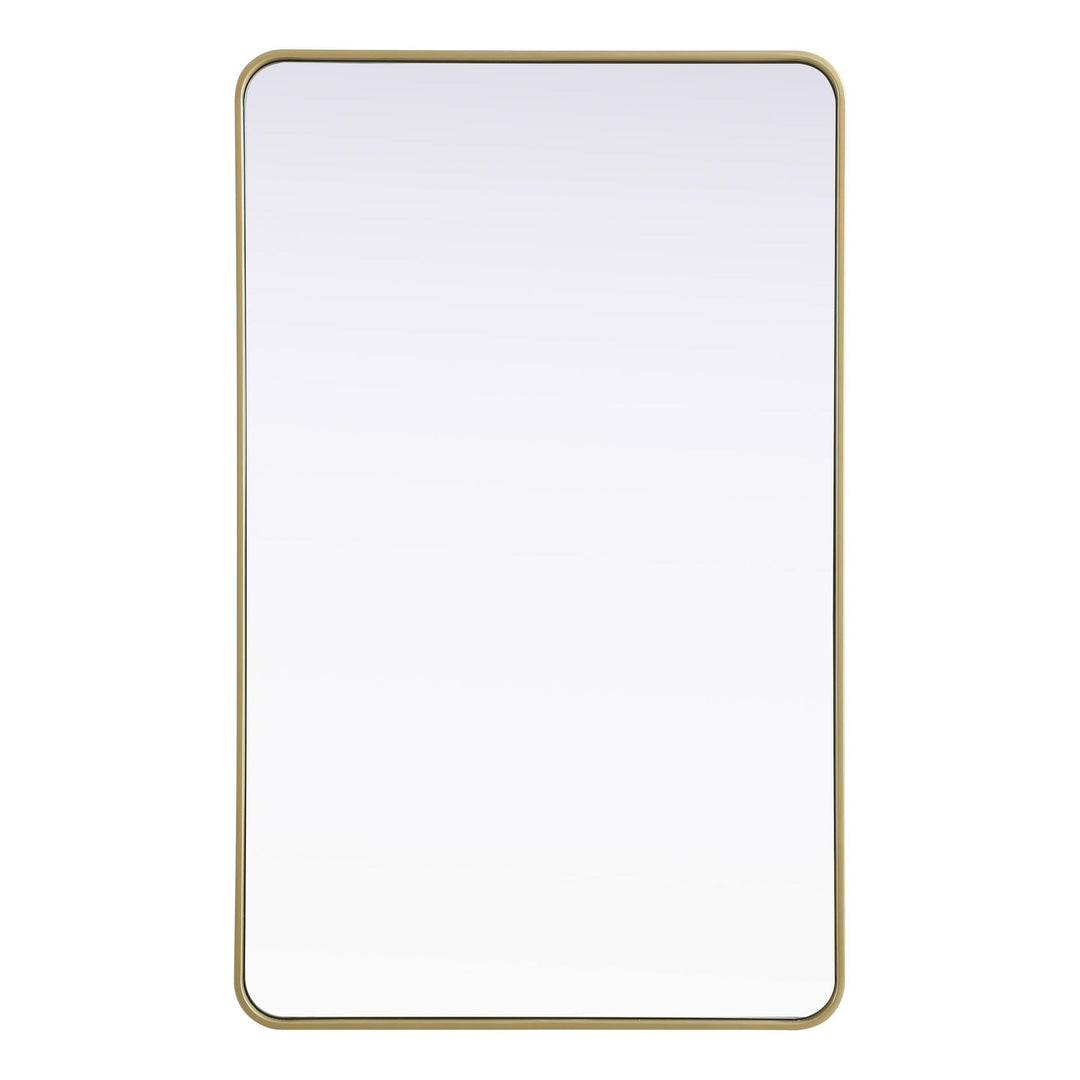 Rounded Corner Rectangle Mirror in Brass by Elegant