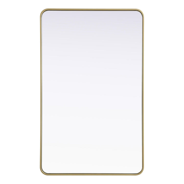 Rounded Corner Rectangle Mirror in Brass by Elegant