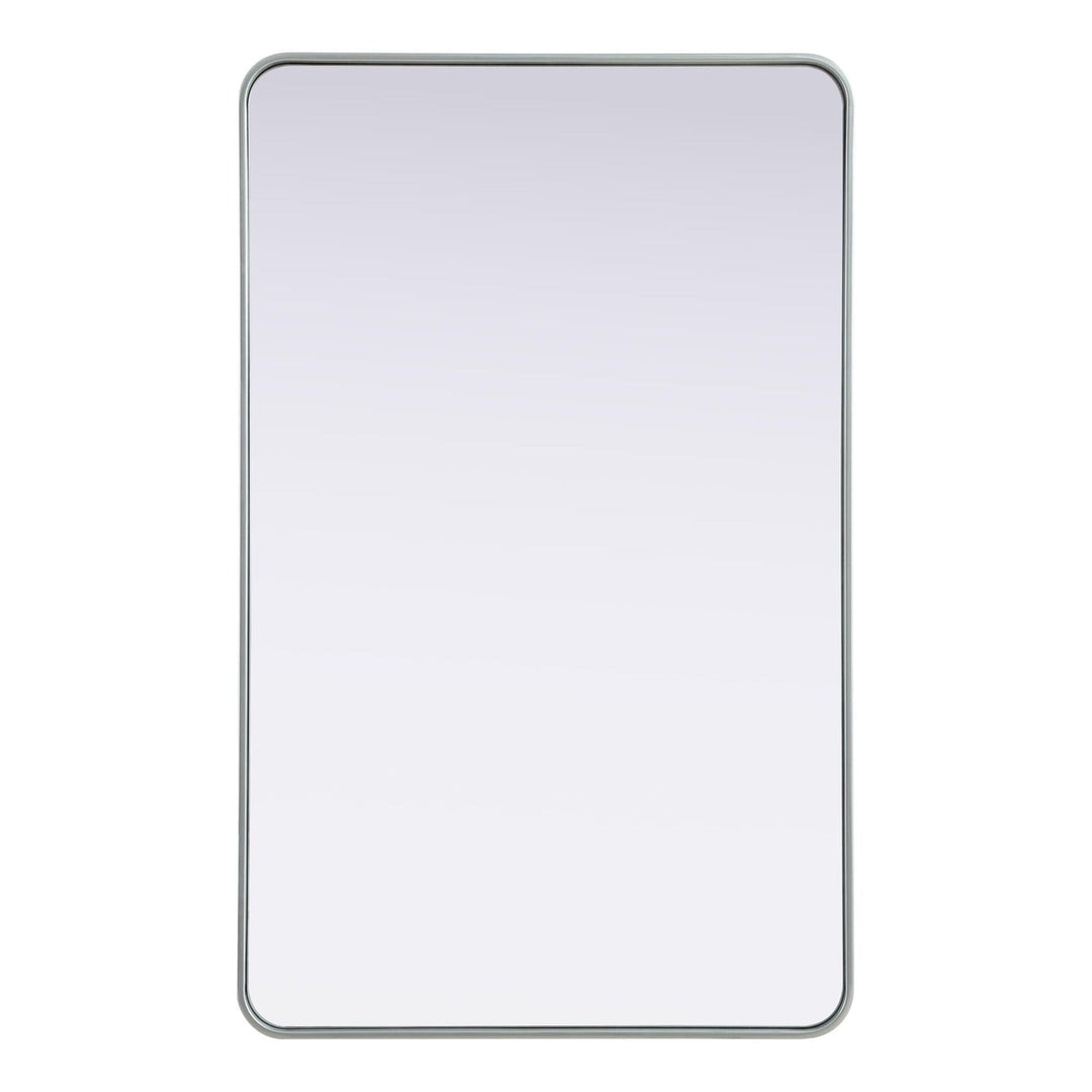 Rounded Corner Rectangle Mirror in Silver by Elegant