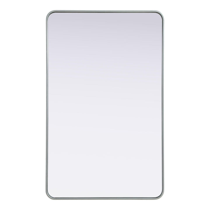 Rounded Corner Rectangle Mirror in Silver by Elegant