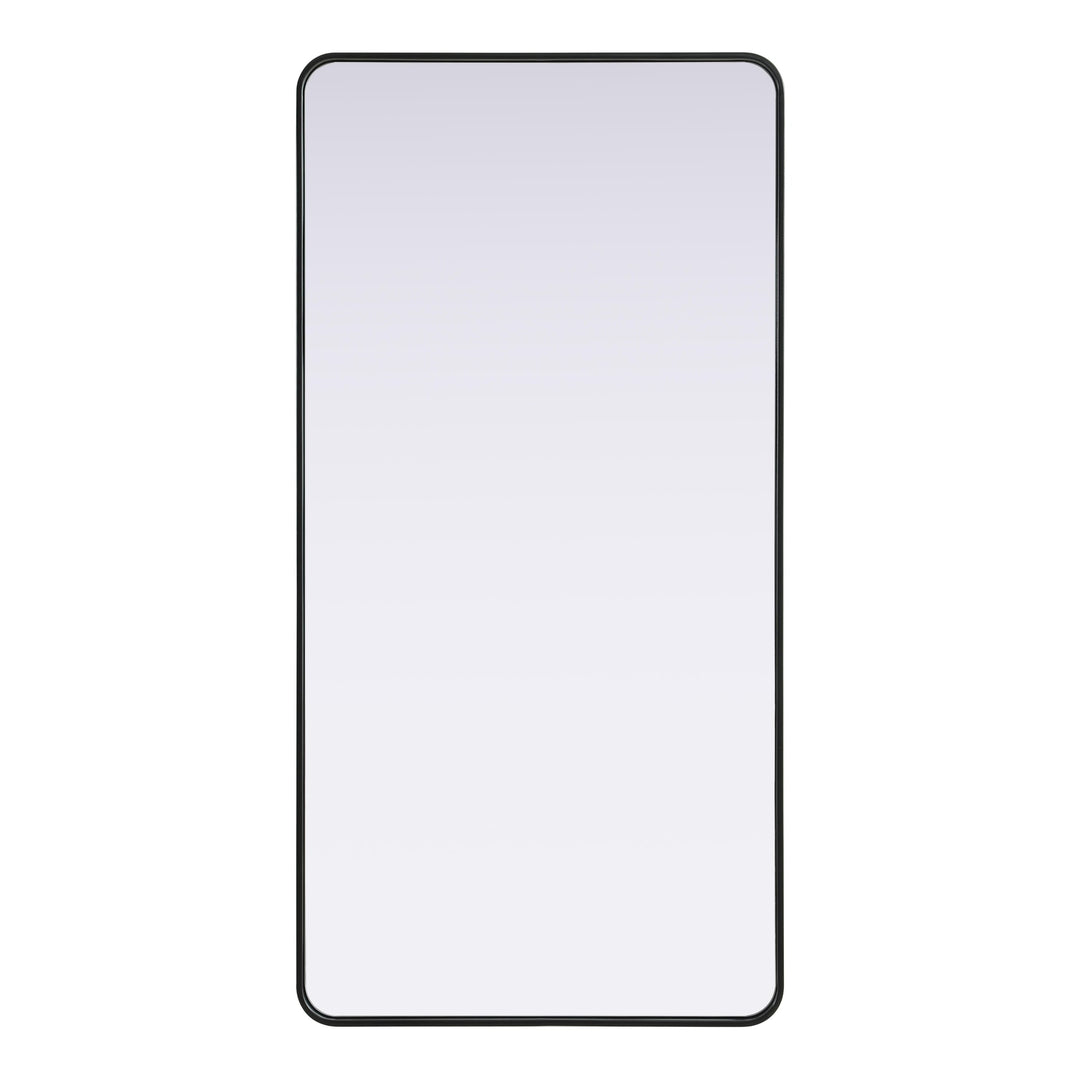 Rounded Corner Rectangle Mirror in Black by Elegant