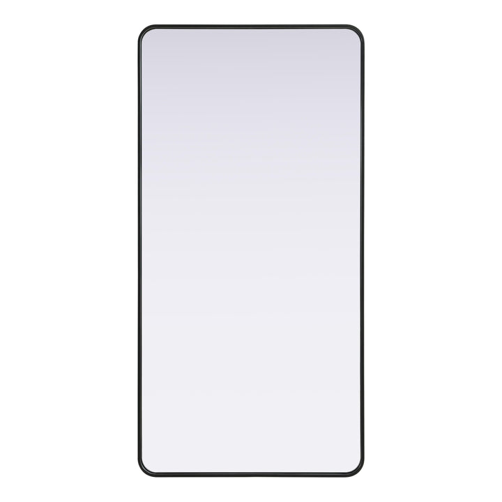 Rounded Corner Rectangle Mirror in Black by Elegant