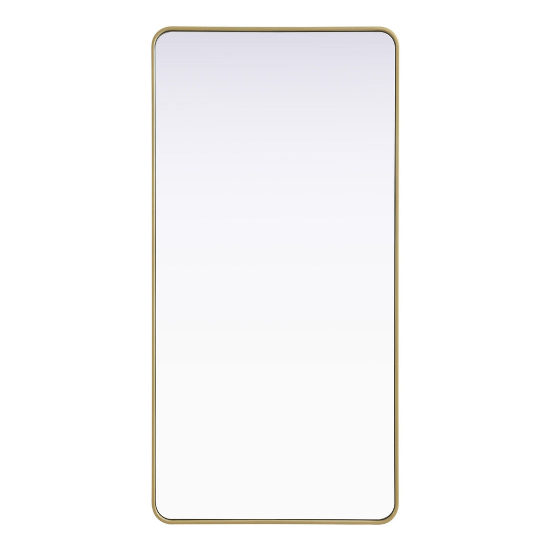 Rounded Corner Rectangle Mirror in Brass by Elegant