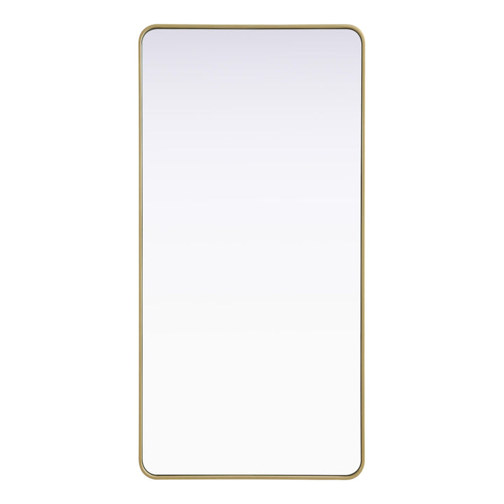 Rounded Corner Rectangle Mirror in Brass by Elegant