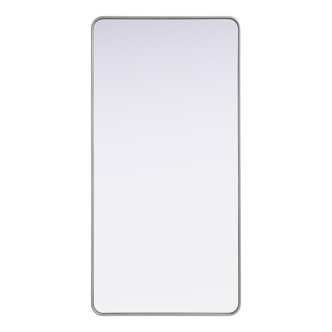 Rounded Corner Rectangle Mirror in Silver by Elegant