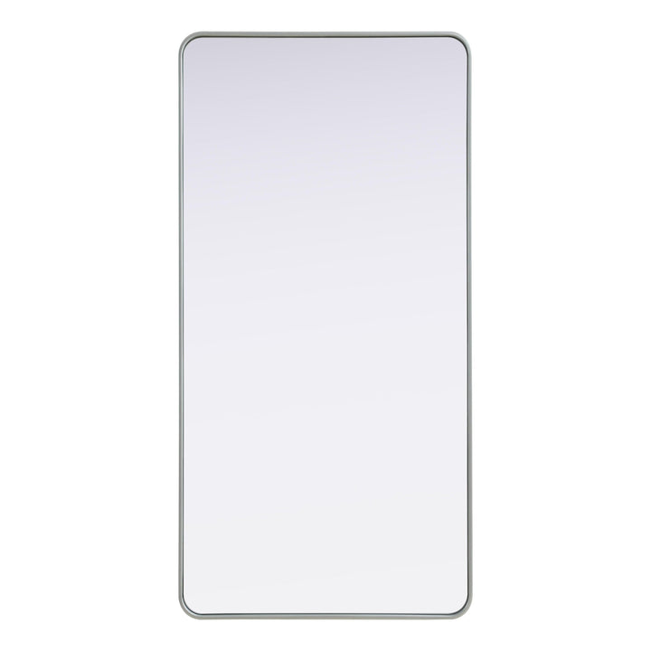Rounded Corner Rectangle Mirror in Silver by Elegant