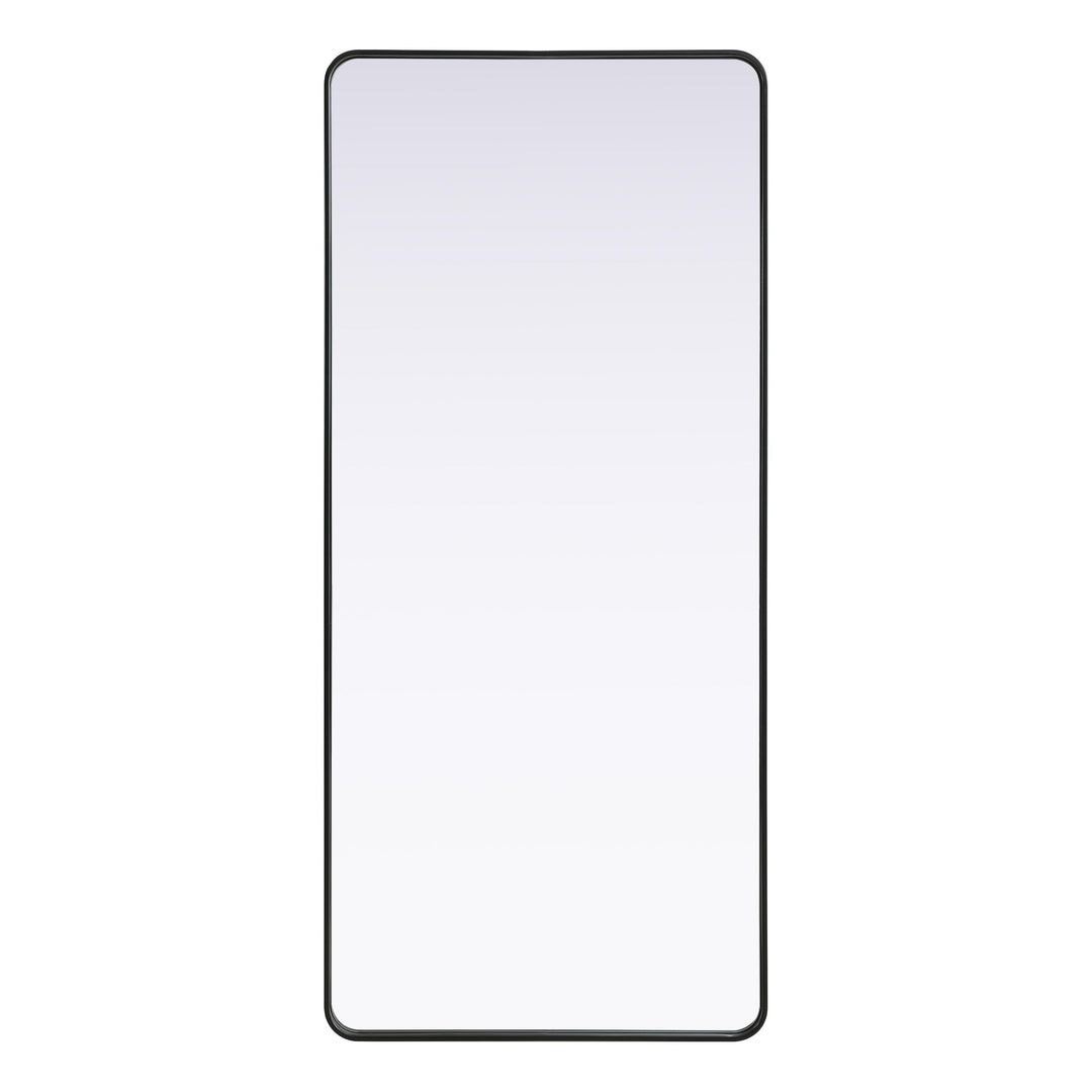 Rounded Corner Rectangle Mirror in Black by Elegant