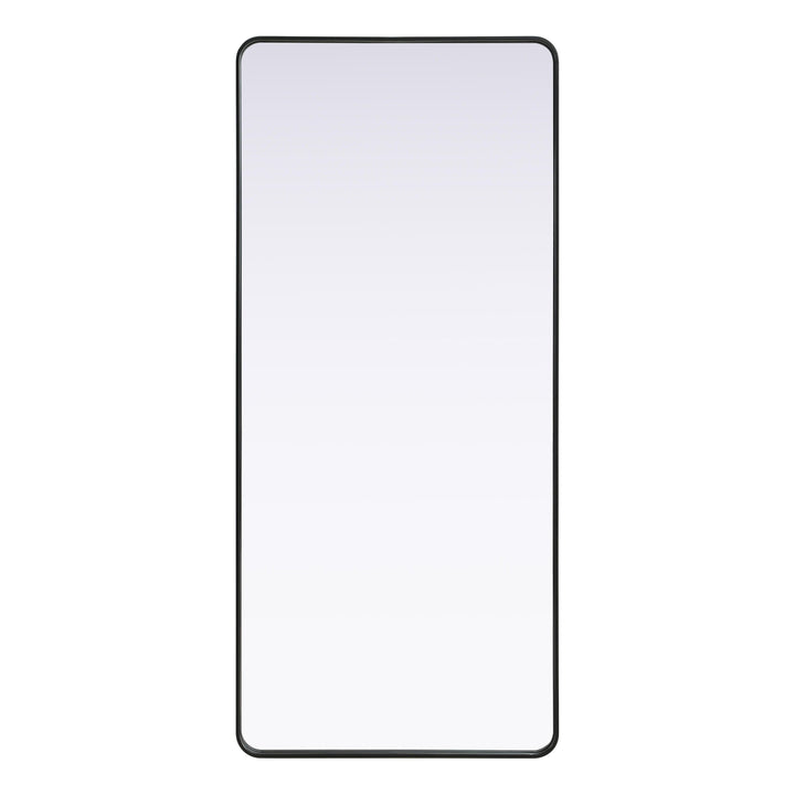 Rounded Corner Rectangle Mirror in Black by Elegant