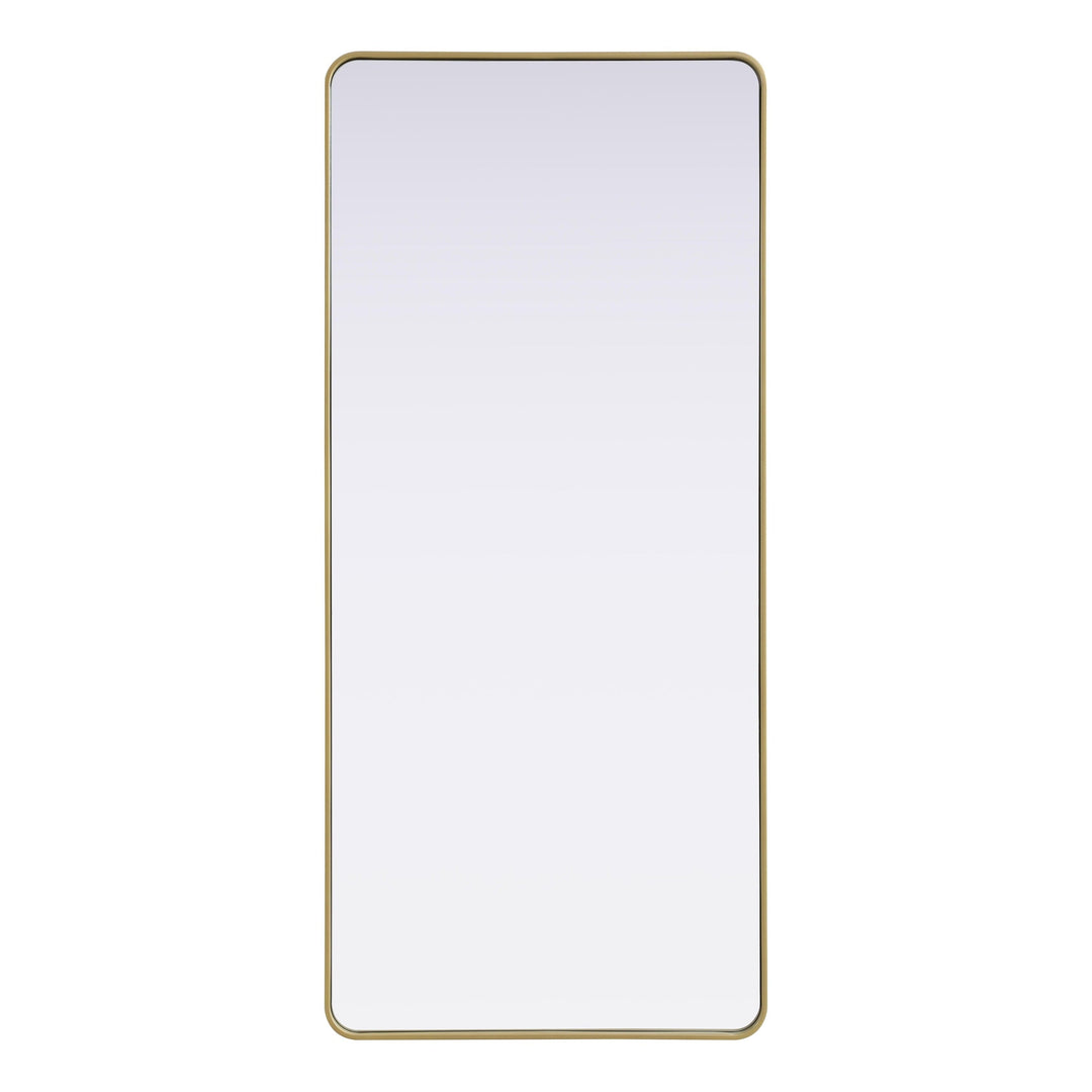Rounded Corner Rectangle Mirror in Brass by Elegant