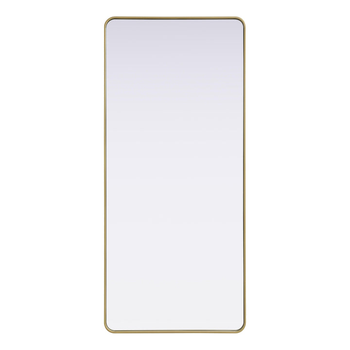 Rounded Corner Rectangle Mirror in Brass by Elegant