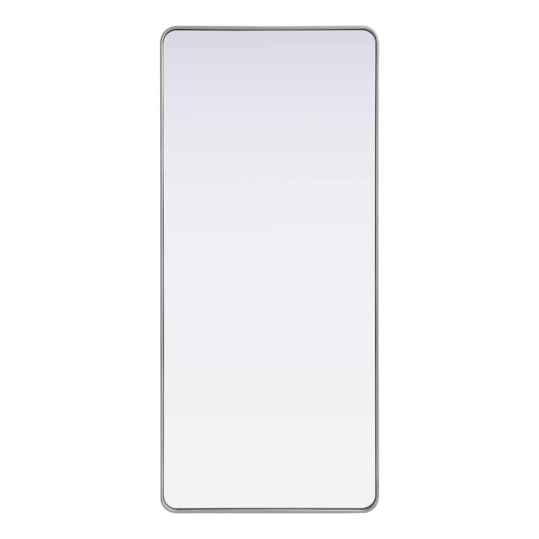 Rounded Corner Rectangle Mirror in Silver by Elegant