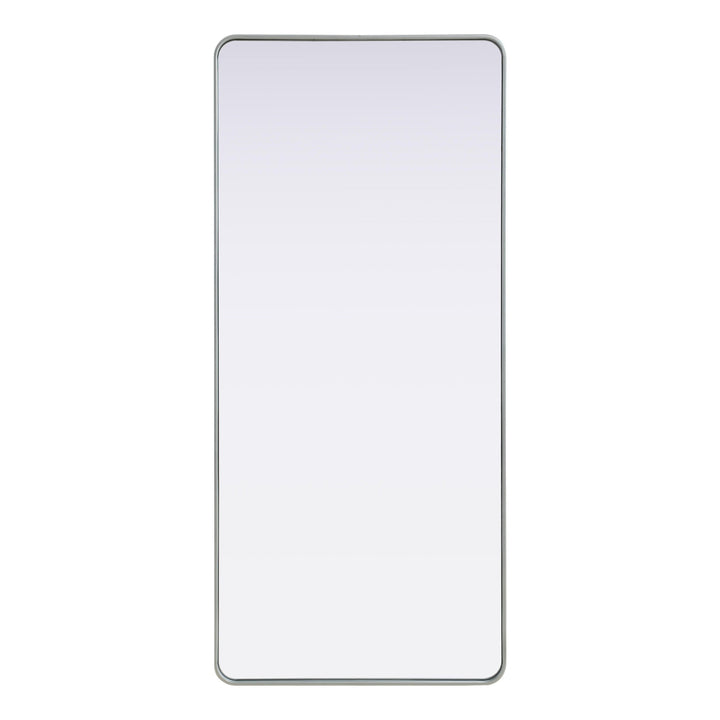 Rounded Corner Rectangle Mirror in Silver by Elegant