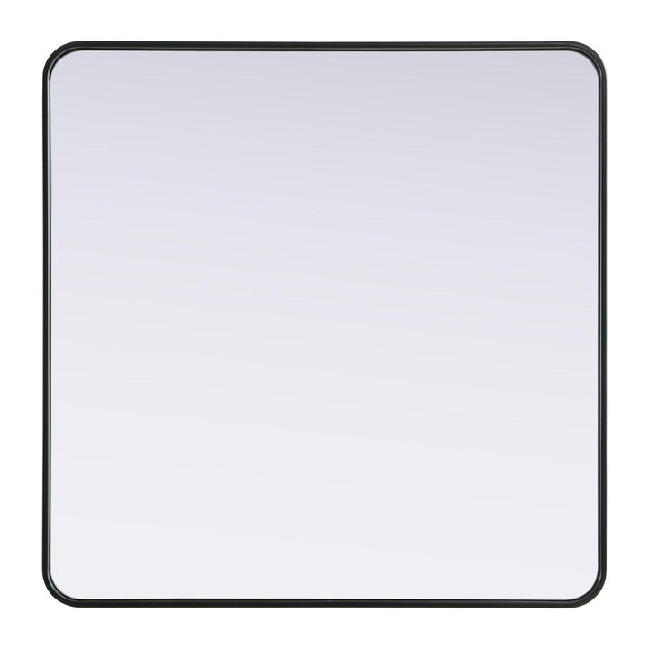 Rounded Corner Rectangle Mirror in Black by Elegant