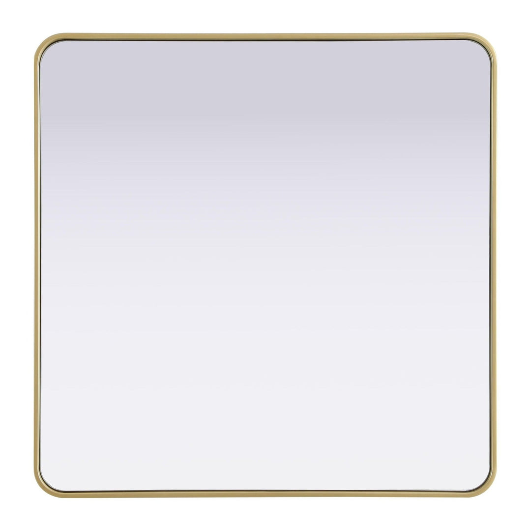 Rounded Corner Rectangle Mirror in Brass by Elegant