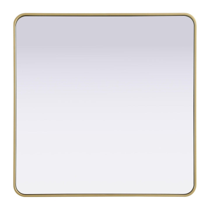 Rounded Corner Rectangle Mirror in Brass by Elegant